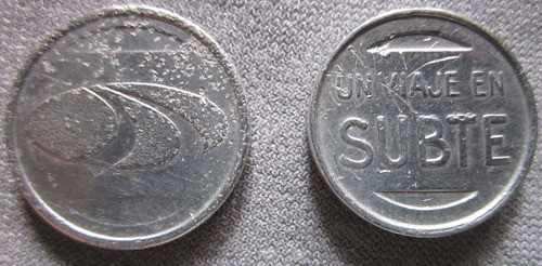 2 Fichas Antiguas De Subte Buenos Aires De Aluminio 1