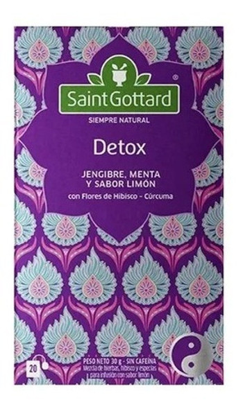 Te Detox Saint Gottard Purifica Jengibre, Menta Limon 20 Saq 1