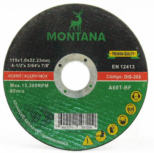 Disco Corte 4 \'\' Metal Montana 115x1.0mm   25 Unidades 0