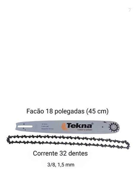 Facão E Corrente Motosserra Tekna 18 Pol/32 Dentes/passo 3/8 1