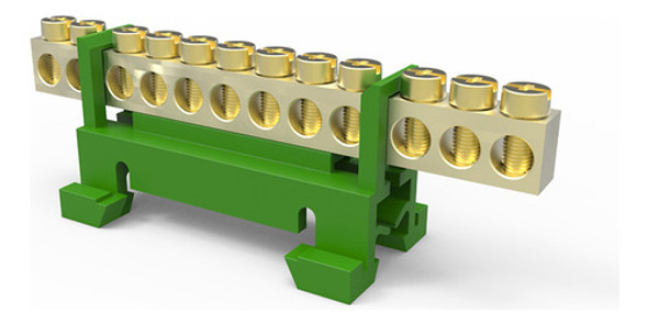 Borneira 12 Polos Com Suporte Trilho Enerbras - Sbtn-e12t 0