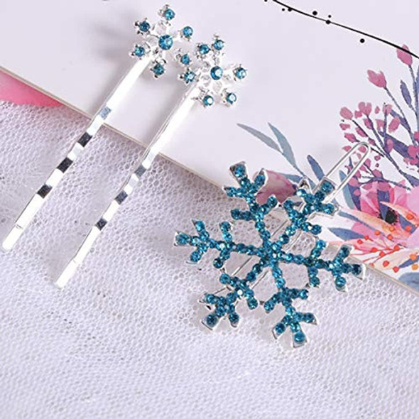 Lurrose 6pcs Pinza De Pelo De Copo De Nieve Rhinestone Azul 1