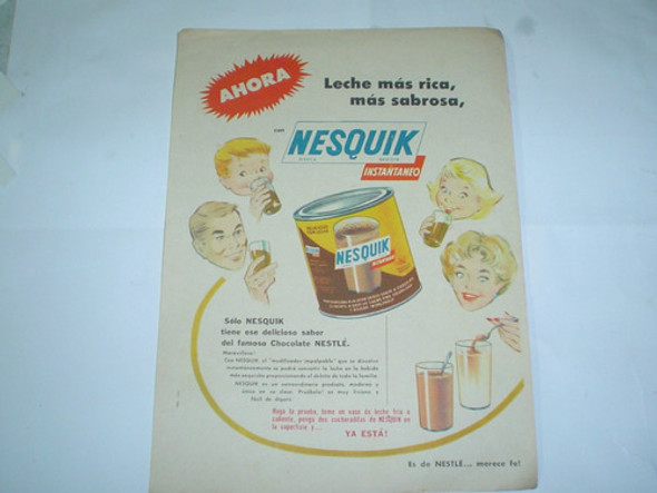 Nesquik Chocolate Nestle Instantaneo Antigua Publicidad 1948 0