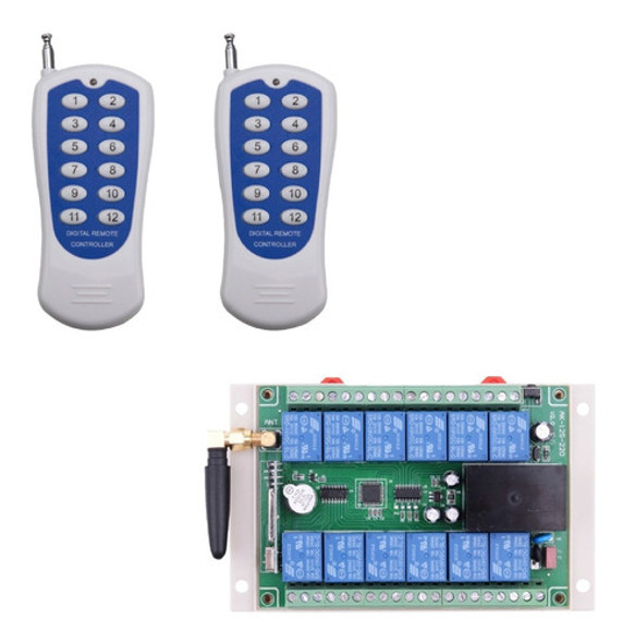 Receptor Inalambrico 2 Controles Remoto 12 Canales 433 1000m 0