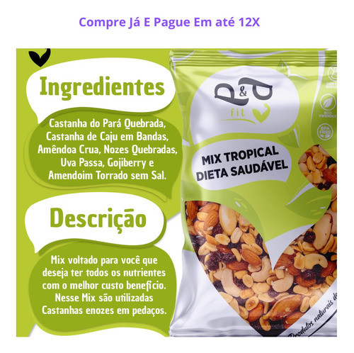 Mix Fit Castanha Nuts Nozes Amêndoim Castanha D Caju 1 Kg* 1