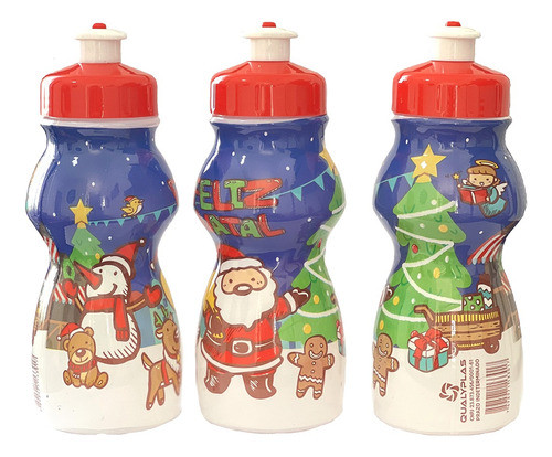 Kit 50 Garrafinhas Infantil Natal Squeeze 250ml Presente 0