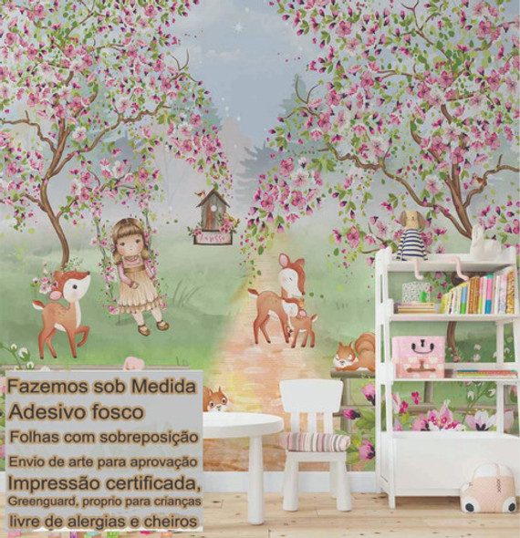 Papel Parede Adesivo 2x2 Menina Escolha Modelo, Faz. Sob Med 0