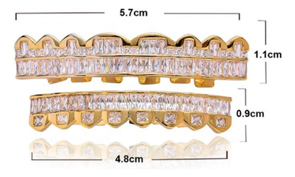 Parrilla Para Dientes Grillz Zircon Cristal Baño De Oro Rosa 1