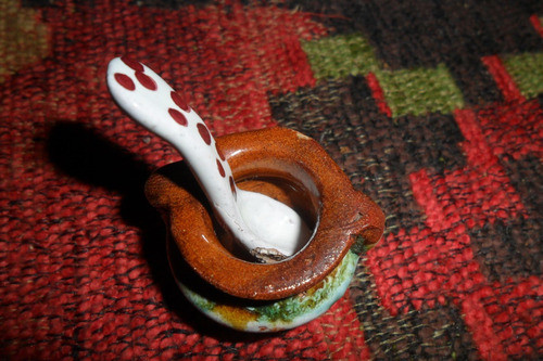 Cuchara Cucharita Ollita Olla Ceramica Esmaltada Casa Muñeca 0