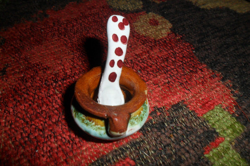 Cuchara Cucharita Ollita Olla Ceramica Esmaltada Casa Muñeca 1