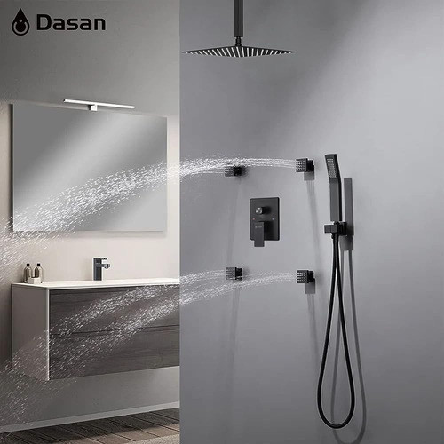 ~? Sistema De Ducha Negro Mate Con 4 Pcs Shower Body Spray J 1