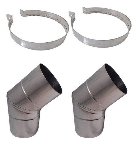 Kit 2 Curvas 5 Polegadas 45º Inox 430 Brilhante Abraçadeira 0