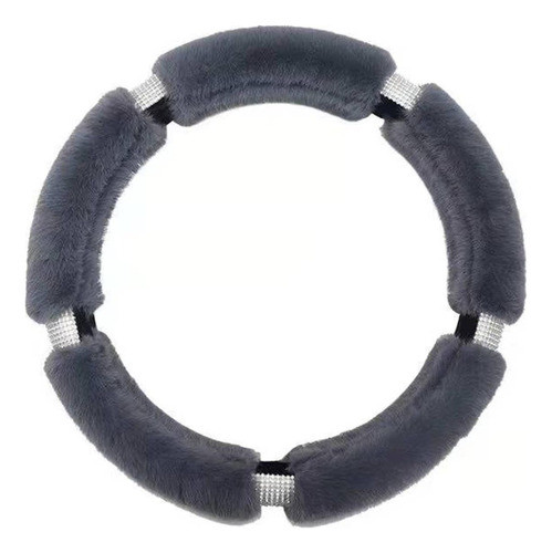 Cubre Volante Funda 38cm Gris Con Brillos Afelpado Suave 0