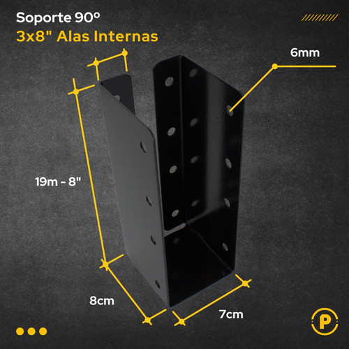 Caja Fijacion Tirante 3x8 + Tarugo 10mm + Tirafondo Madera 1