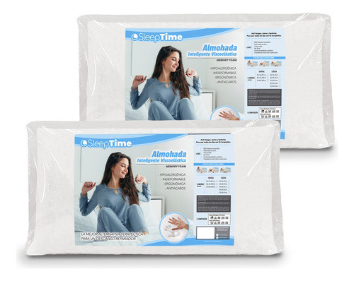 Combo X2 Almohadas Inteligentes 60x40 Seeptime Con Funda 0