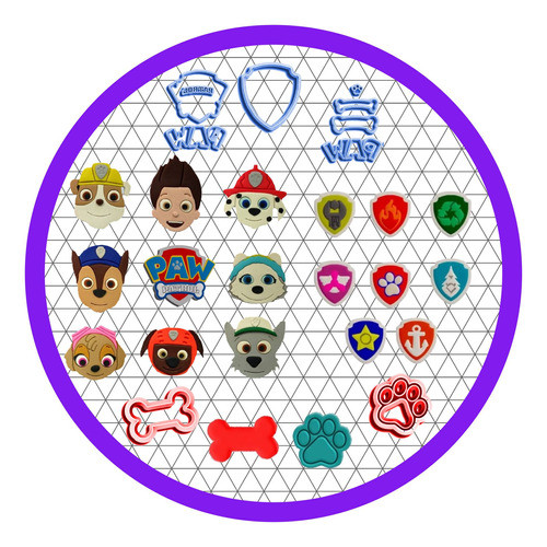 Mega Cortadores Patrulha Canina + Escudos Ossinho Logo 3cm 0