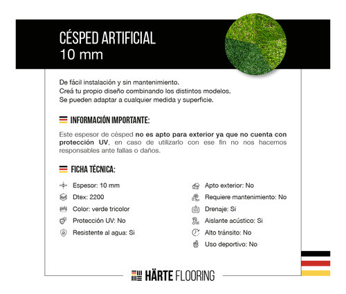 Pasto Sintetico Artificial Cesped Importado 10mm Por 5m2 1