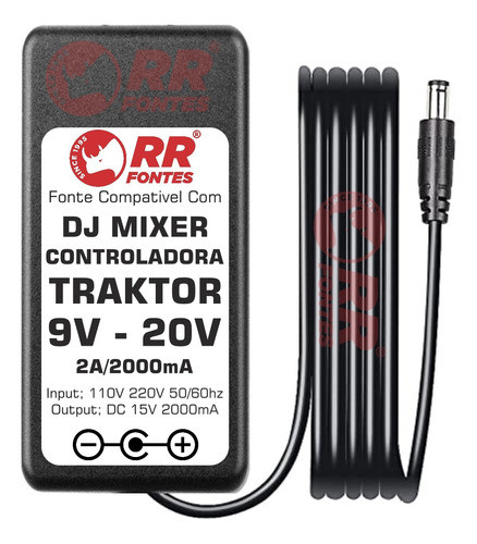 Fonte 9v-20v Para Dj Mixer Traktor Kontrol S3 S5 S8 D2 S4 S2 1