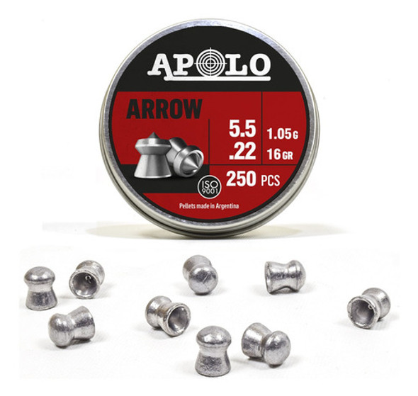 Balines Apolo Arrow Cal 5,5mm - 16gr  Lata X250 0