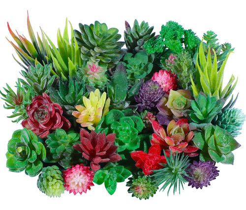38 Piezas Plantas Suculentas Artificiales Flocadas Plástico, 0