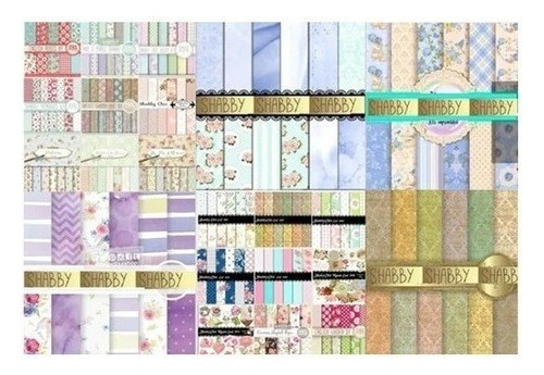 Pack Fondos Clipart - Shabby Chic Rosa, Celeste , Violeta 0