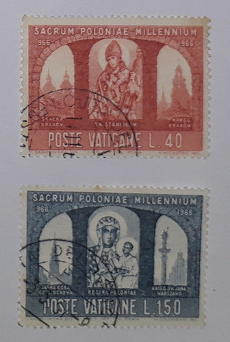 2 Selos Antigos Vaticano  - Sacrum Poloniae  -  1966 0