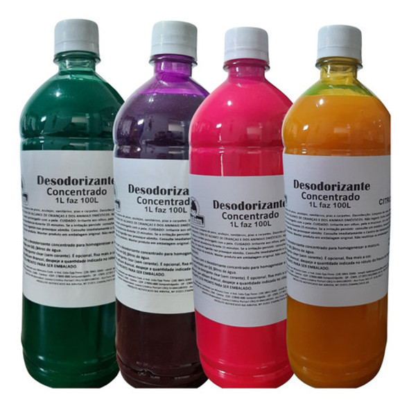 4 Desodorizante Concentrado De 100l - P/ Fazer 400 L 1 4 Desodorizante Concentrado De 100l - P/ Fazer 400 L 1