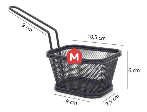 Set X12 Canasta Para Servir Papas Fritas Chica Metal Negro 1