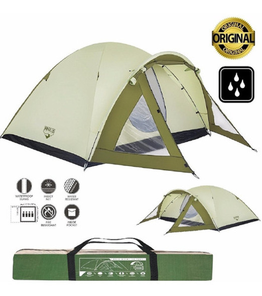 Carpa 4 Personas Resistente Al Agua Mosquitero Sobretecho 0