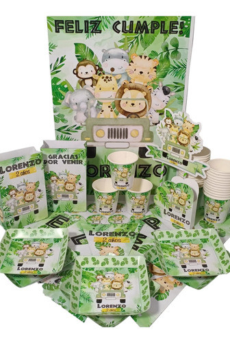 Cotillón Infantil Personalizado X 10 Safari Verde 0