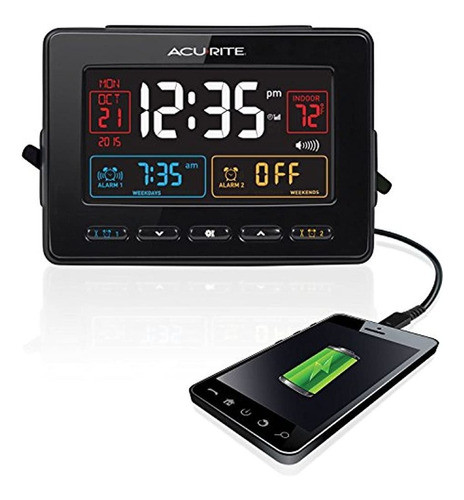 Despertador Atómico Dual Acurite 13024 Con Carga Usb 0