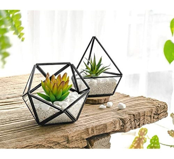 Suculenta Artificial Mkono En Paquete De 3 Mini Terrario Geo 1