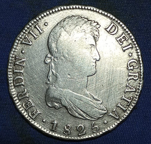 Potosí 8 Reales 1825 Corona Carolus Fernando Antigua Plata 0