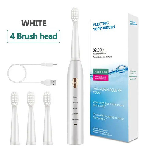 2 Cepillos Dentales Eléctricos Recargables C/u 4 Cabezales 0