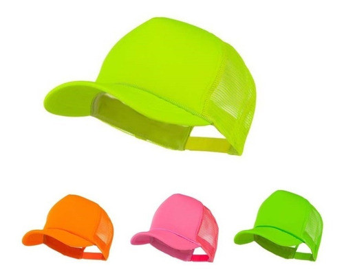 12 Gorras Cap Trucker Fluo+ 12 Anteojos Retro Cotillon 1
