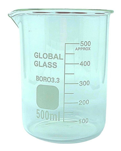 Combo 5 Peças Copo Becker 500ml Graduado Vidro Boro 3.3 0