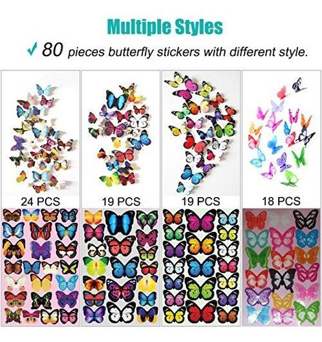 Heansun 80 Pcs Tatuajes De Pared, Adhesivos De Pared Para La 1
