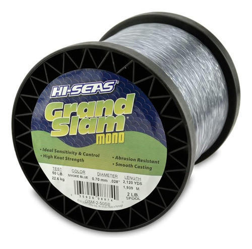 Hi-seas Grand Slam Línea Pesca Monofilamento 50lb Azul Humo 0