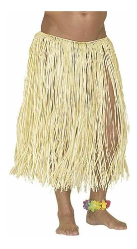 Pollera Hawaiana Larga Cruda Natural + Tobillera Flores 1