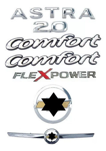 Emblema Astra 2.0 Comfort Flex Gravata Dianteiro + Traseiro 0