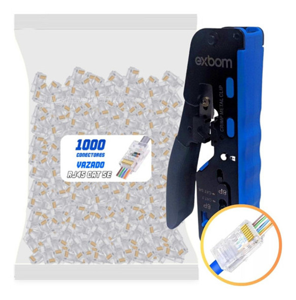 Kit Alicate De Crimpagem Ez + Conector Rj45 Cat5e Ez 1000pçs 0