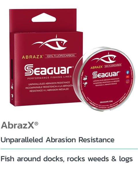 Seaguar Abrazx Fluorocarbono 100% Línea Pesca 209yd 8lb 1 Seaguar Abrazx Fluorocarbono 100% Línea Pesca 209yd 8lb 1