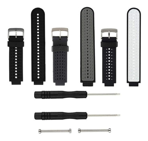 3 Mallas Para Garmin Approach S20 S5 S6 - Negro Gris Blanco 0