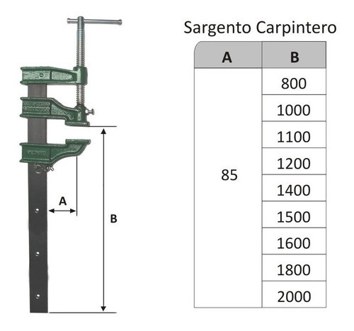Prensa Sargento Carpintero 85mm X 1000mm -yacare- 1