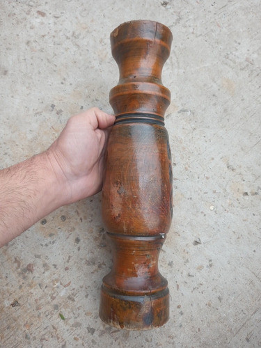 Antigua Columna Madera Tallada Repuesto Lampara Etc 38cm Alt 1