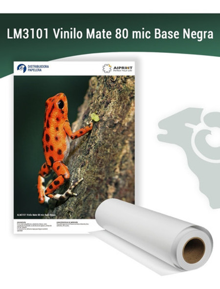 Rollo Vinilo Imprimible Adhes Bco Brillo Base Negra 1.06x50m 0