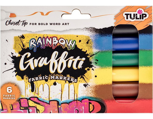 Tulip Graffiti Marcadores De Tela Chisel Tip 6pk, Arco Iris, 0
