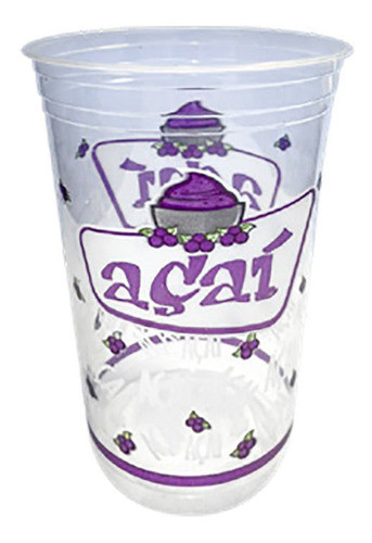 Copo Plástico Transparente Impresso Açaí  300ml 50und 1