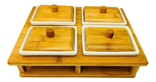 Copetinero 9 Piezas En Madera Y Ceramica 0