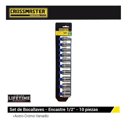 Juegos De Dados Set 1/2 Mm-pg 10 Piezas Calidad Crossmaster 1